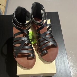Mossimo Supply Co. Black Strappy Sandals with Brown Footbed